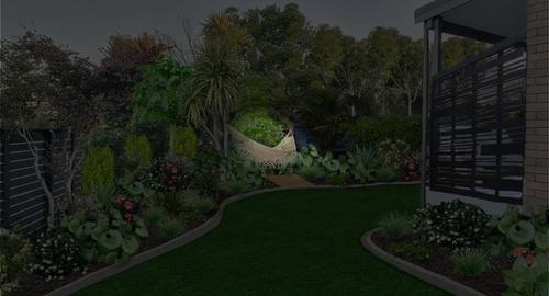 Courtyard at Night With night lighting gives added security & interest to the garden.
