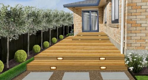 Decking & gardens create a modern welcome