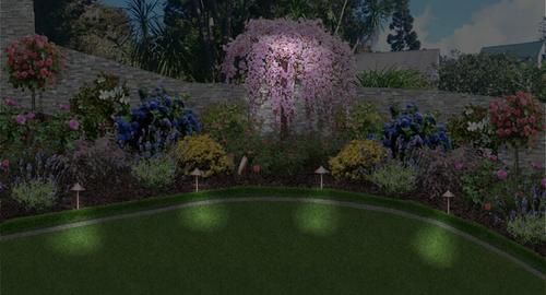 Courtyard Night lighting creates gentle light at admire garden