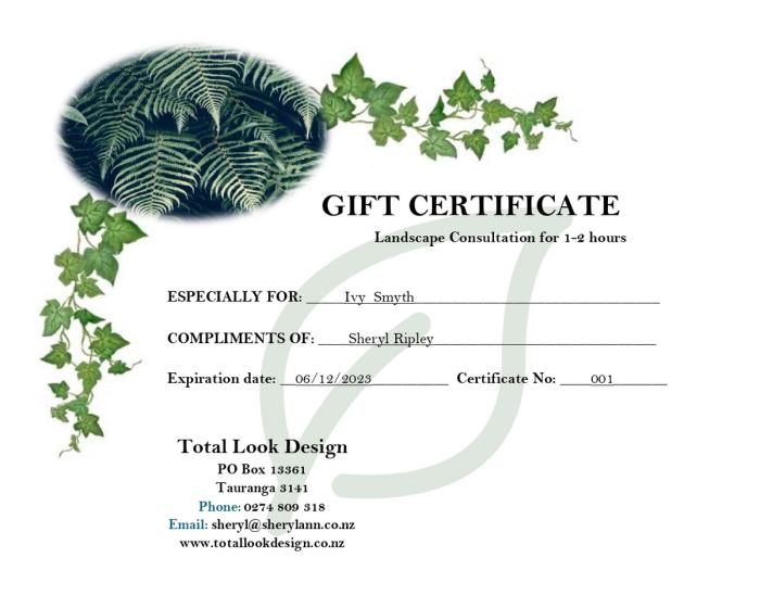 Sample of a Gift Certificate Sample of a Gift Certificate