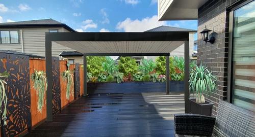 Adding a pergola gives you privacy from surrounding two storey homes. Adding a subtropical garden gives you a lush, private and inviting area to relax. 